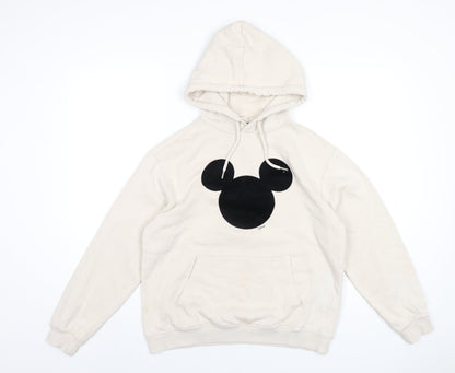 Preloved Disney Womens Ivory Cotton Pullover Hoodie Size XS Pullover - Mickey Mouse - Front