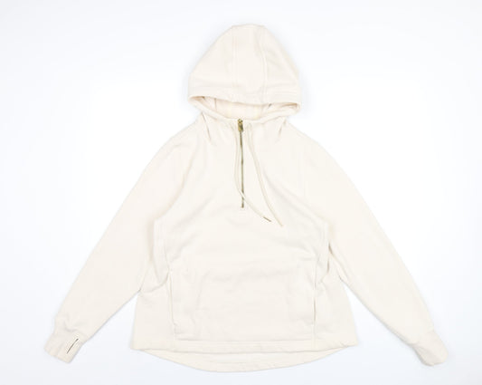 Athleta Womens Ivory Polyester Pullover Hoodie Size S Zip