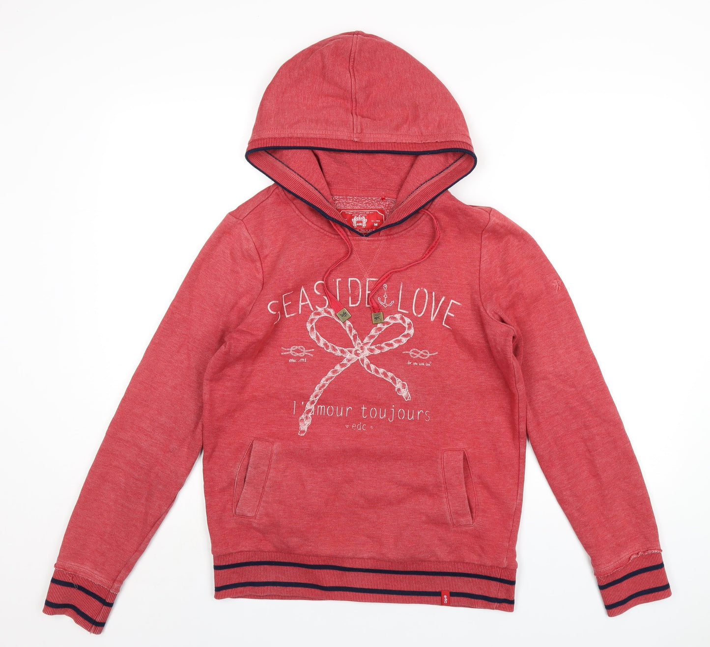 EDC Womens Red Cotton Pullover Hoodie Size M Pullover - Seaside Love