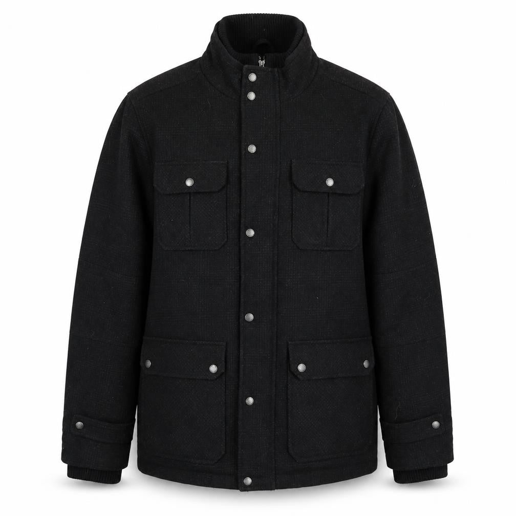 Lincoln Mens Black Pea Coat Coat Size L Zip