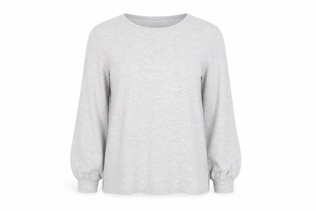 Oasis Womens Grey Viscose Basic T-Shirt Size L Round Neck