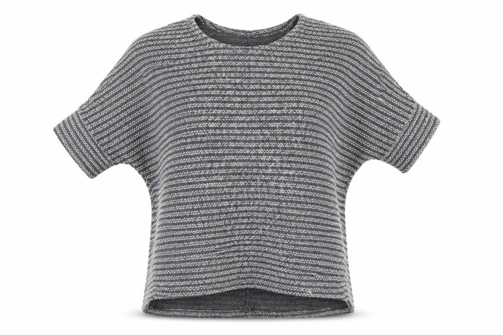 Apricot Womens Grey Round Neck Striped Acrylic Pullover Jumper Size S