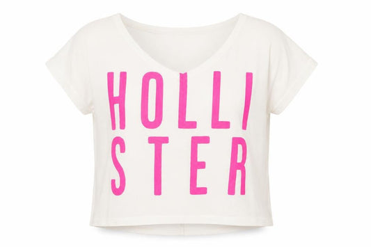 Hollister Womens White Cotton Basic T-Shirt Size S V-Neck