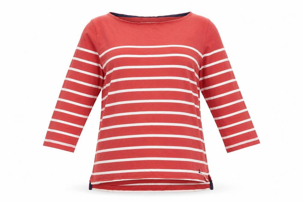 Jack Wills Womens Orange Striped Cotton Basic T-Shirt Size 10 Round Neck