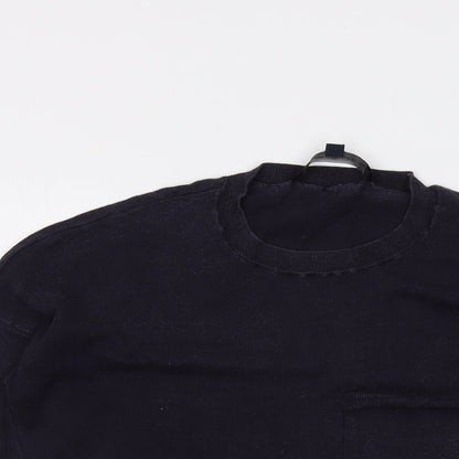 Close-up detail of French Connection women’s black round neck lyocell jumper, size S