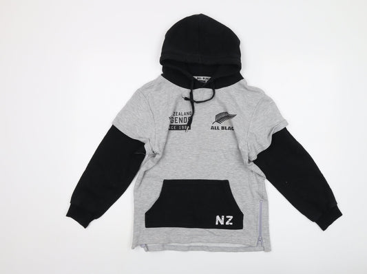 All Blacks Boys Grey Polyester Pullover Hoodie Size 9 Years Pullover
