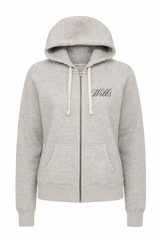 Jack Wills Womens Grey Cotton Full Zip Hoodie Size 6 Zip
