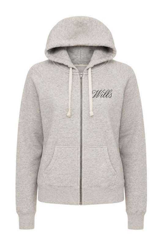 Jack Wills Womens Grey Cotton Full Zip Hoodie Size 6 Zip