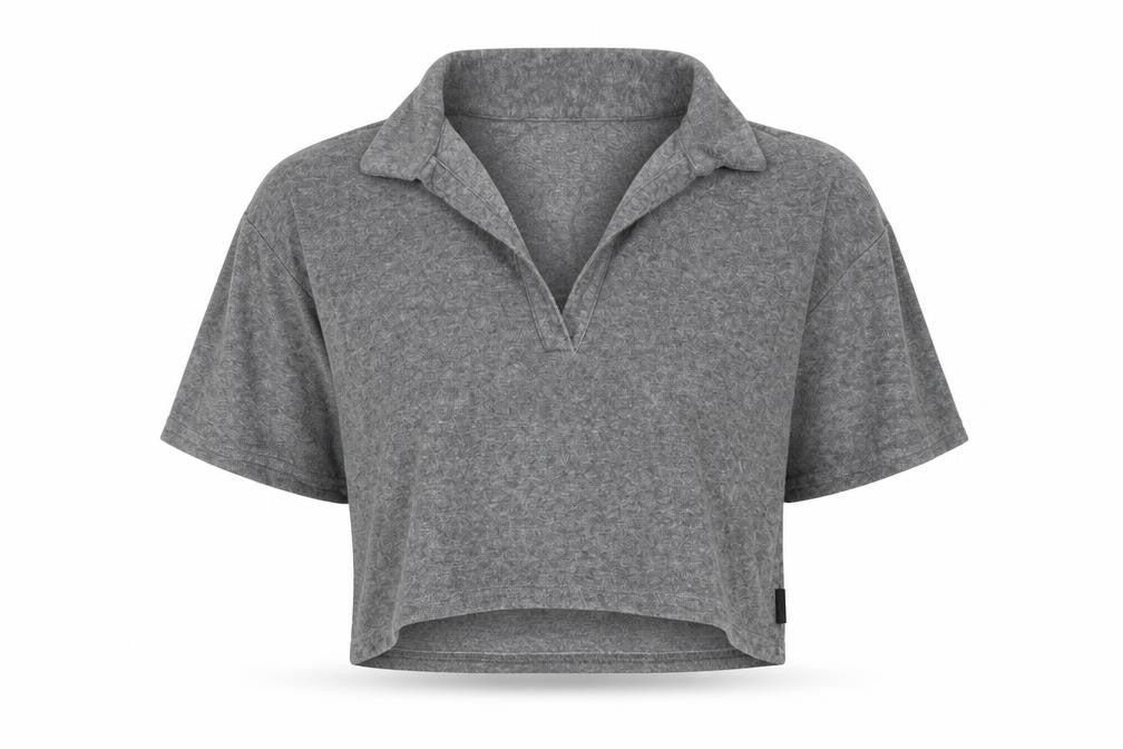 Gilly Hicks Womens Grey Viscose Cropped Blouse Size L Collared