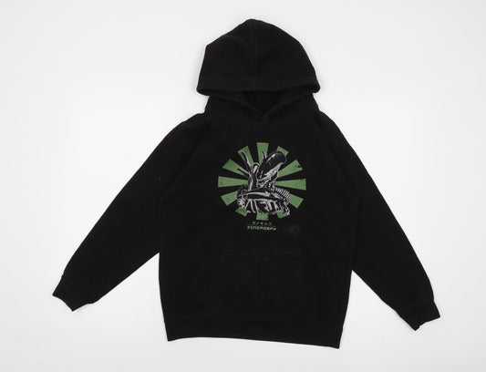 Alien Boys Black Cotton Pullover Hoodie Size 12-13 Years Pullover - Xenomorph