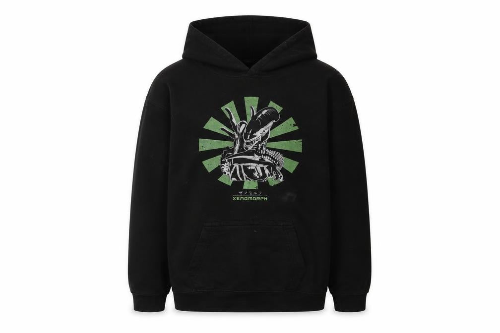 Alien Boys Black Cotton Pullover Hoodie Size 12-13 Years Pullover - Xenomorph