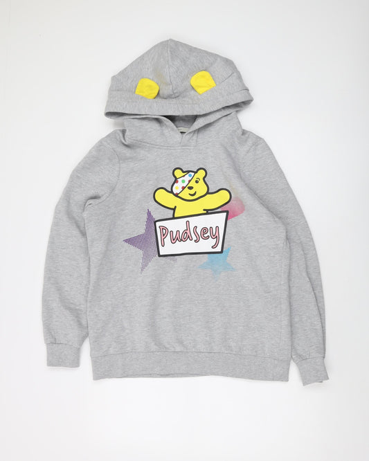 Pudsey Womens Grey Cotton Pullover Hoodie Size 14 Pullover