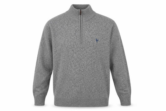 John Parlridge Mens Grey Mock Neck Wool Pullover Jumper Size L Long Sleeve