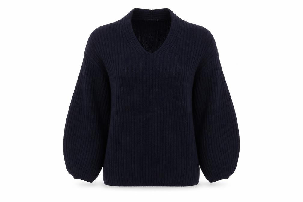 Lineamaglia Womens Blue V-Neck Acrylic Pullover Jumper Size M