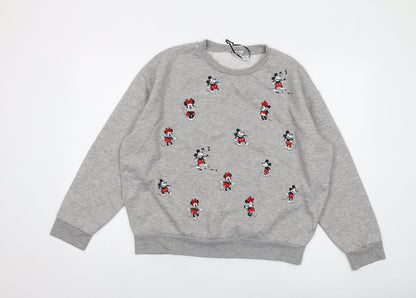 Preloved Disney Womens Grey Polyester Pullover Sweatshirt Size M Pullover - Minnie Mouse - Front
