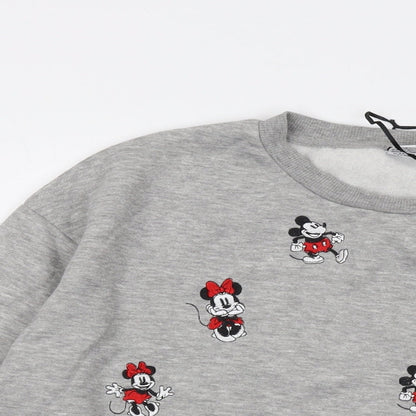 Preloved Disney Womens Grey Polyester Pullover Sweatshirt Size M Pullover - Minnie Mouse - Detail