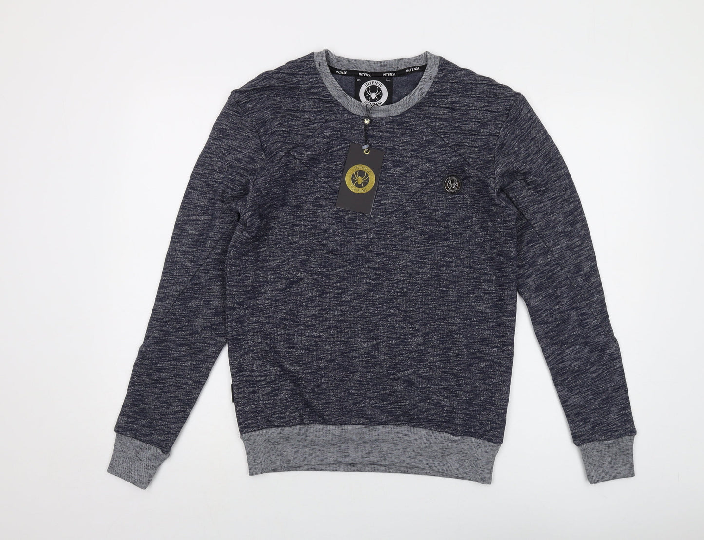 Intense Mens Blue Cotton Pullover Sweatshirt Size S