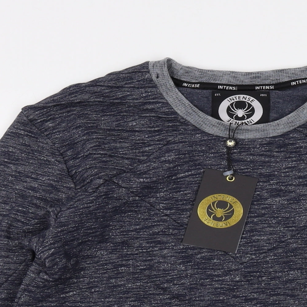 Intense Mens Blue Cotton Pullover Sweatshirt Size S