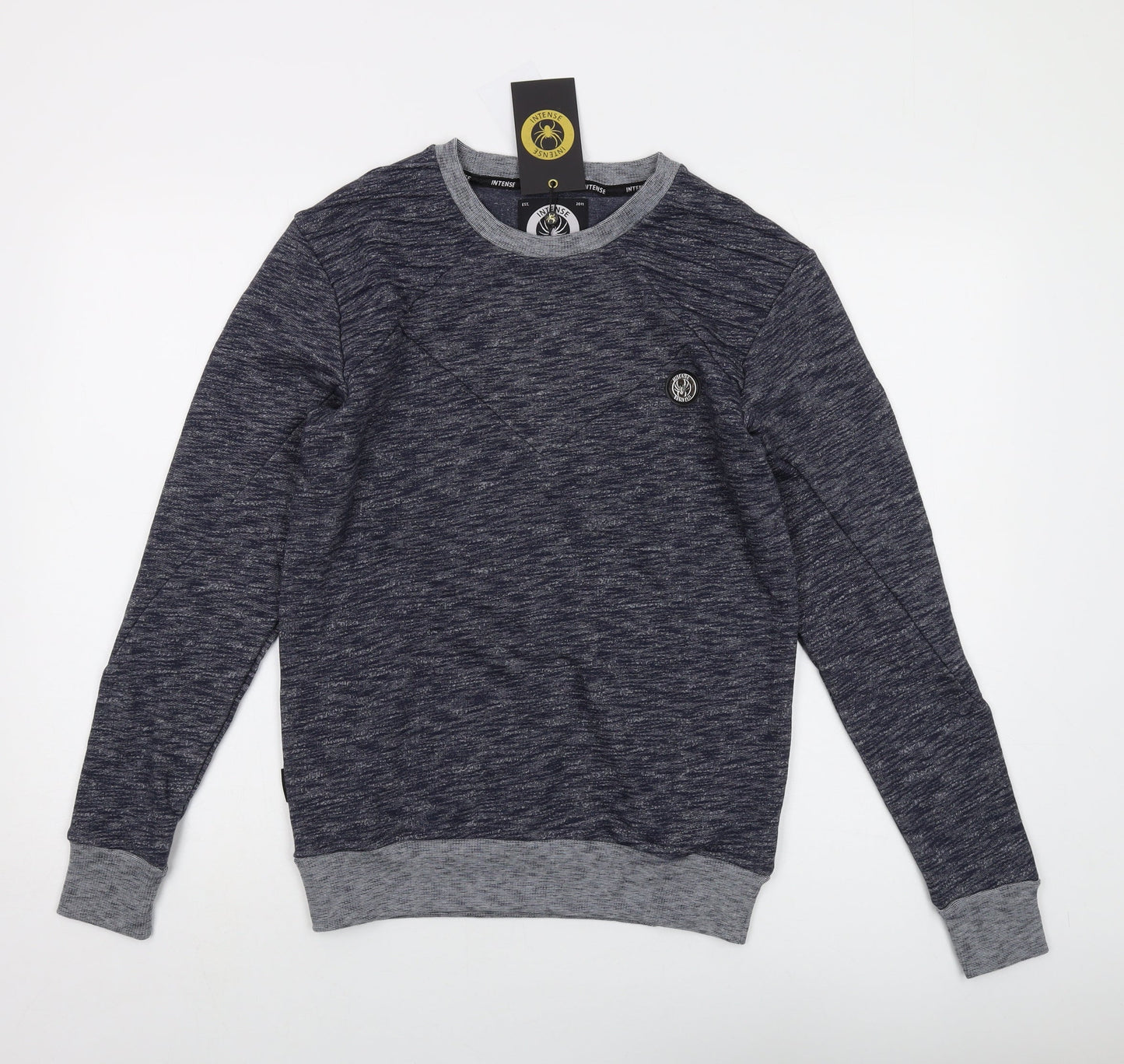 Intense Mens Blue Cotton Pullover Sweatshirt Size S
