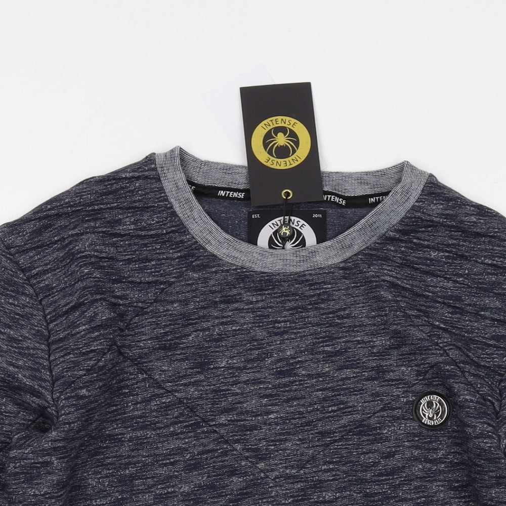 Intense Mens Blue Cotton Pullover Sweatshirt Size S