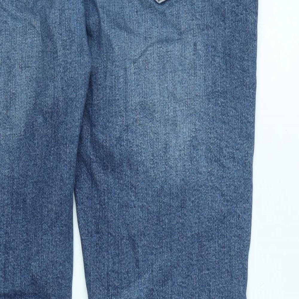 River Island Mens Mens Blue Cotton Tapered Jeans Size 32 in L30 in Regular Zip