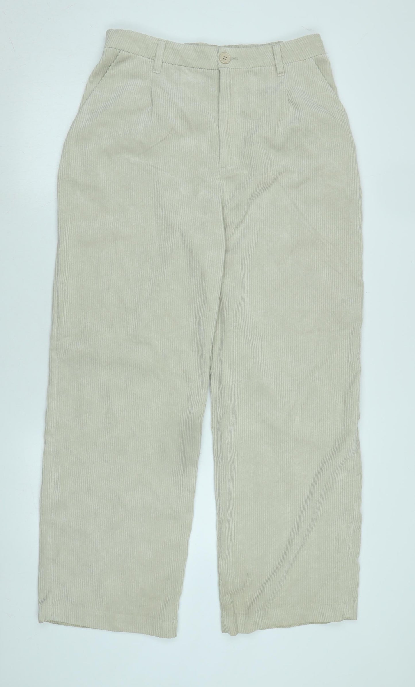 Divided Womens Beige Cotton Blend Trousers Size M L28 in Regular Zip