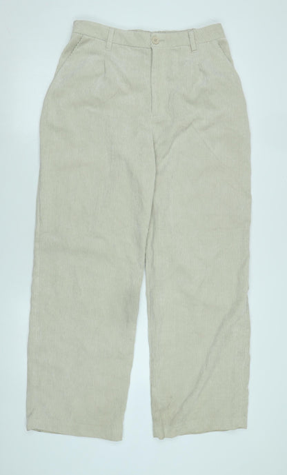 Divided Womens Beige Cotton Blend Trousers Size M L28 in Regular Zip
