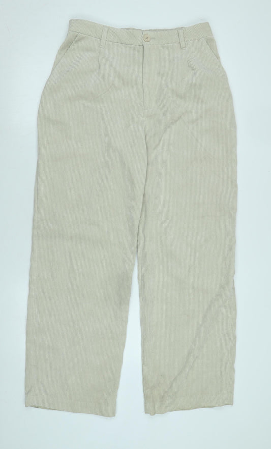 Divided Womens Beige Cotton Blend Trousers Size M L28 in Regular Zip