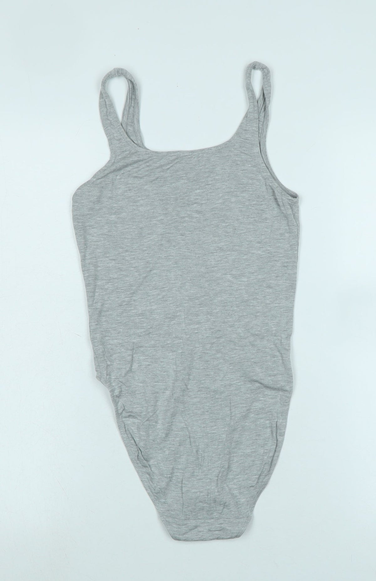 Marks & Spencer Womens Grey Cotton Blend Basic Tank Size 10 Scoop Neck Snap