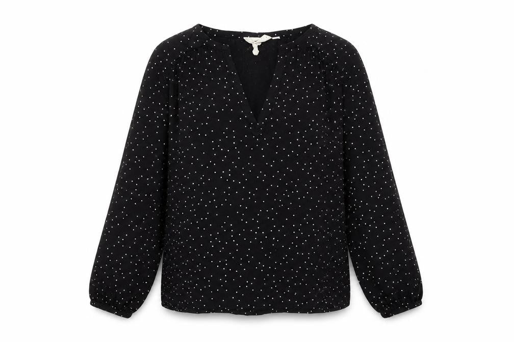 H&M Womens Black Cotton Basic T-Shirt Size M V-Neck