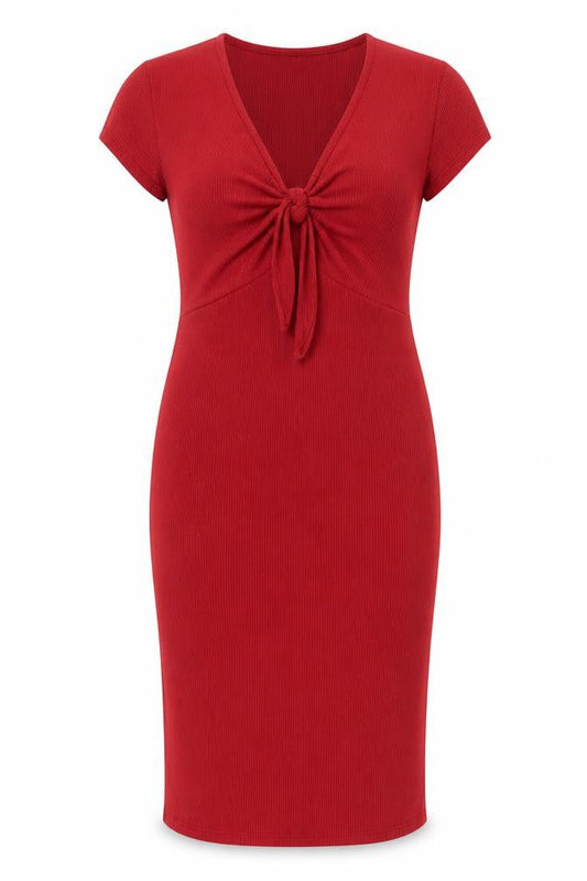 Miss Selfridge Womens Red Polyester Bodycon Size 14 V-Neck Pullover