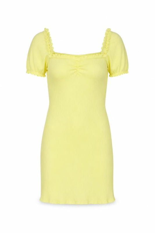 Miss Selfridge Womens Yellow Polyester Bodycon Size 12 Square Neck Pullover
