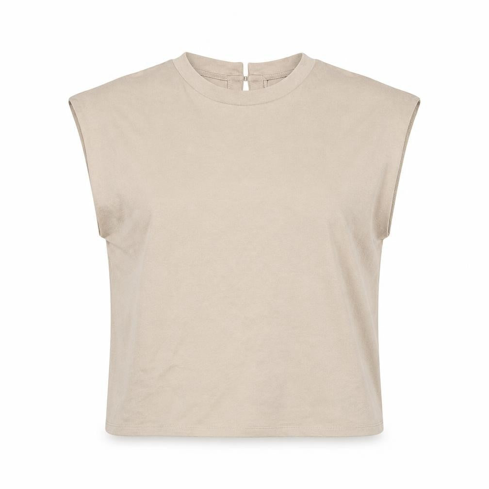 Zara Womens Beige Cotton Basic T-Shirt Size S Crew Neck