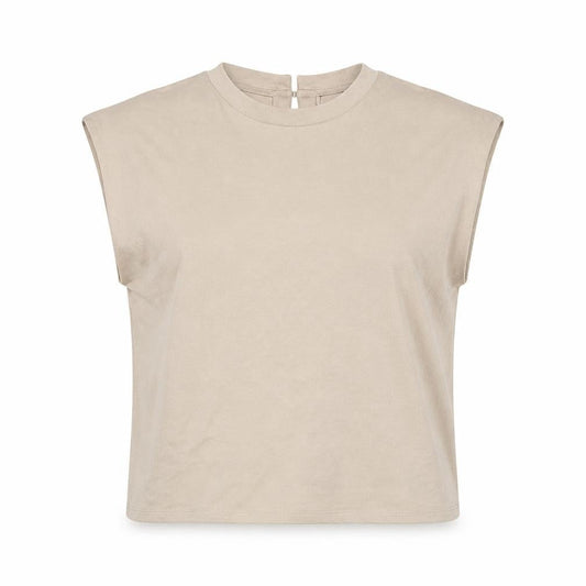 Zara Womens Beige Cotton Basic T-Shirt Size S Crew Neck