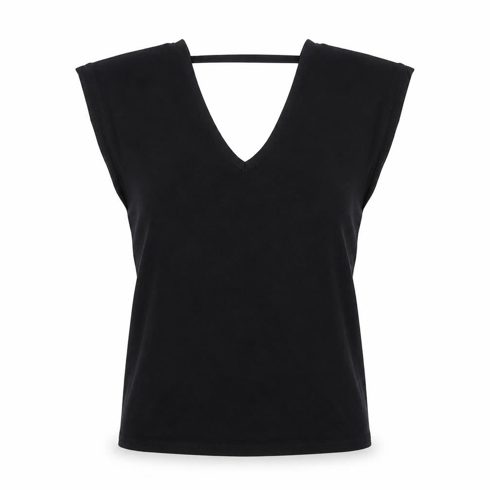 Nasty Gal Womens Black Viscose Basic T-Shirt Size 6 V-Neck
