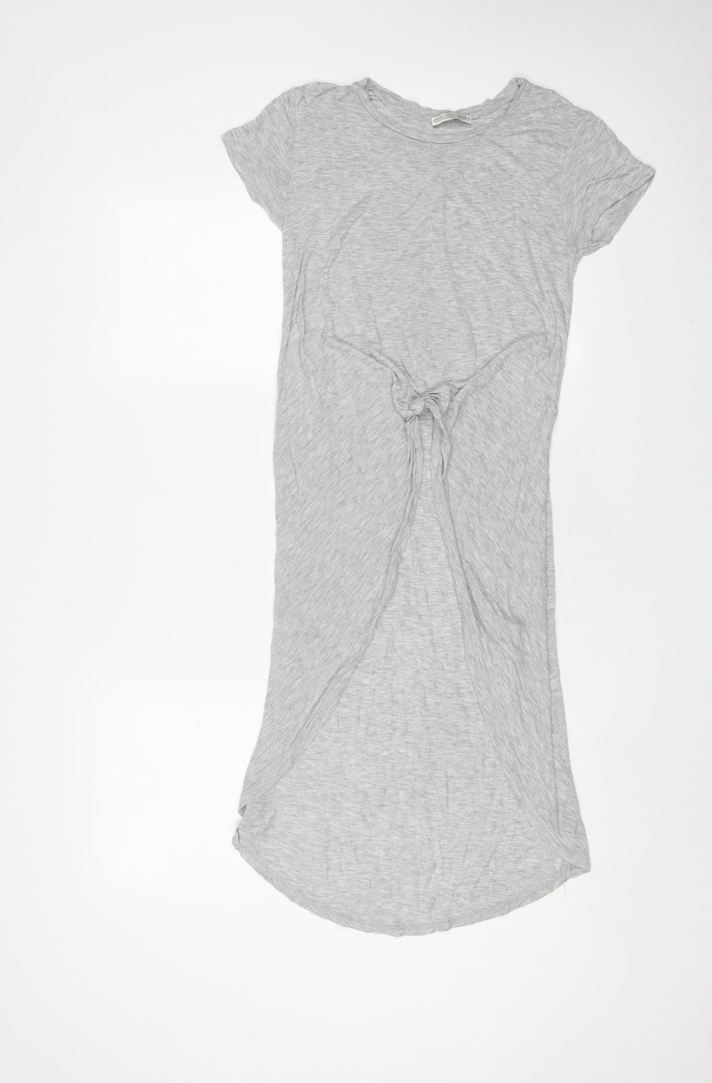 Zara Womens Grey Viscose Tunic T-Shirt Size S Crew Neck