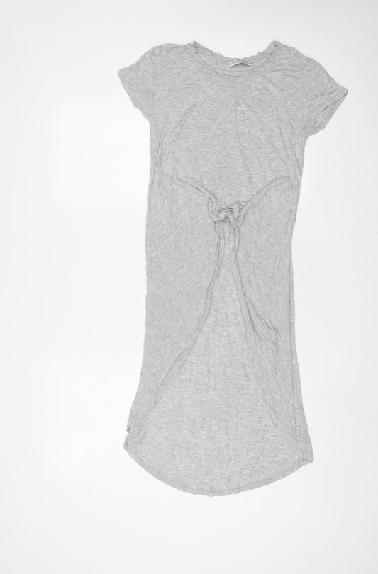 Zara Womens Grey Viscose Tunic T-Shirt Size S Crew Neck