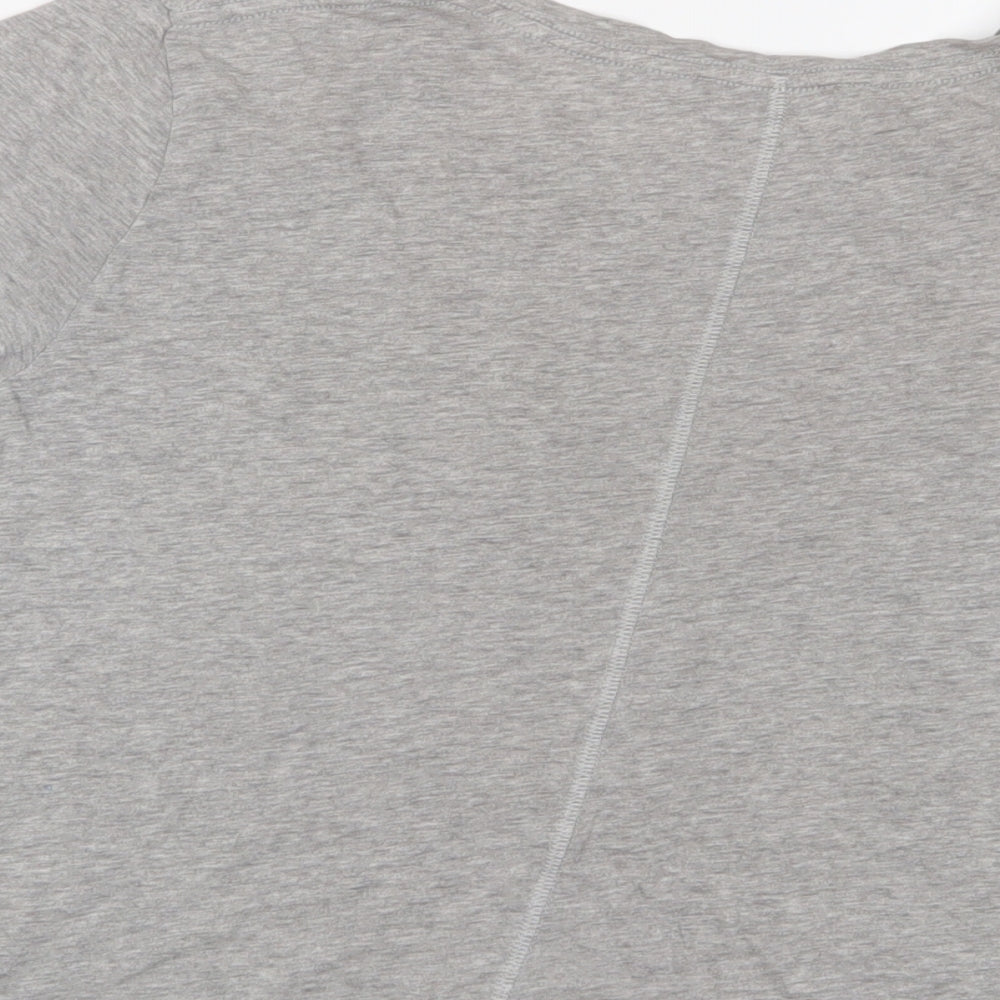 Marks and Spencer Womens Grey Cotton Basic T-Shirt Size 14 Crew Neck - Embroidered