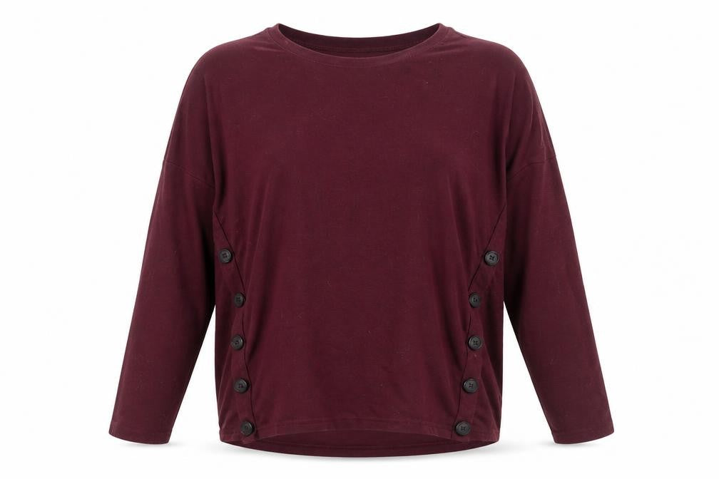 New Look Womens Red Crew Neck Polyester Pullover Jumper Size 8 - Buttons