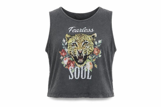 New Look Womens Grey Cotton Cropped Tank Size 8 Crew Neck - Fearless Soul