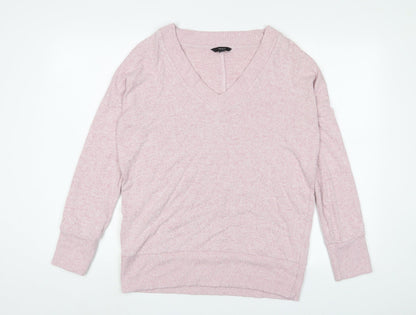 Next Womens Pink V-Neck Polyester Pullover Jumper Size S