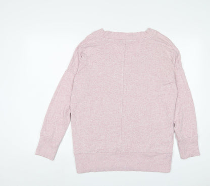 Next Womens Pink V-Neck Polyester Pullover Jumper Size S