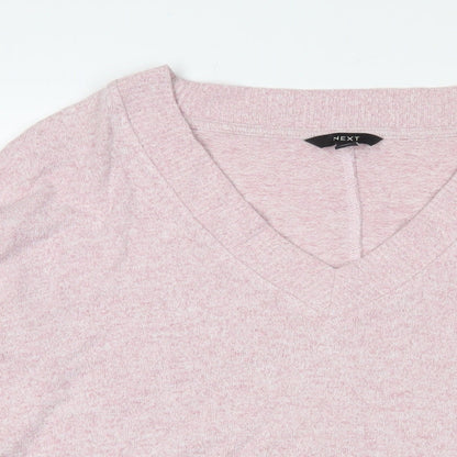 Next Womens Pink V-Neck Polyester Pullover Jumper Size S