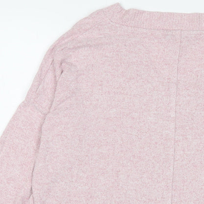Next Womens Pink V-Neck Polyester Pullover Jumper Size S