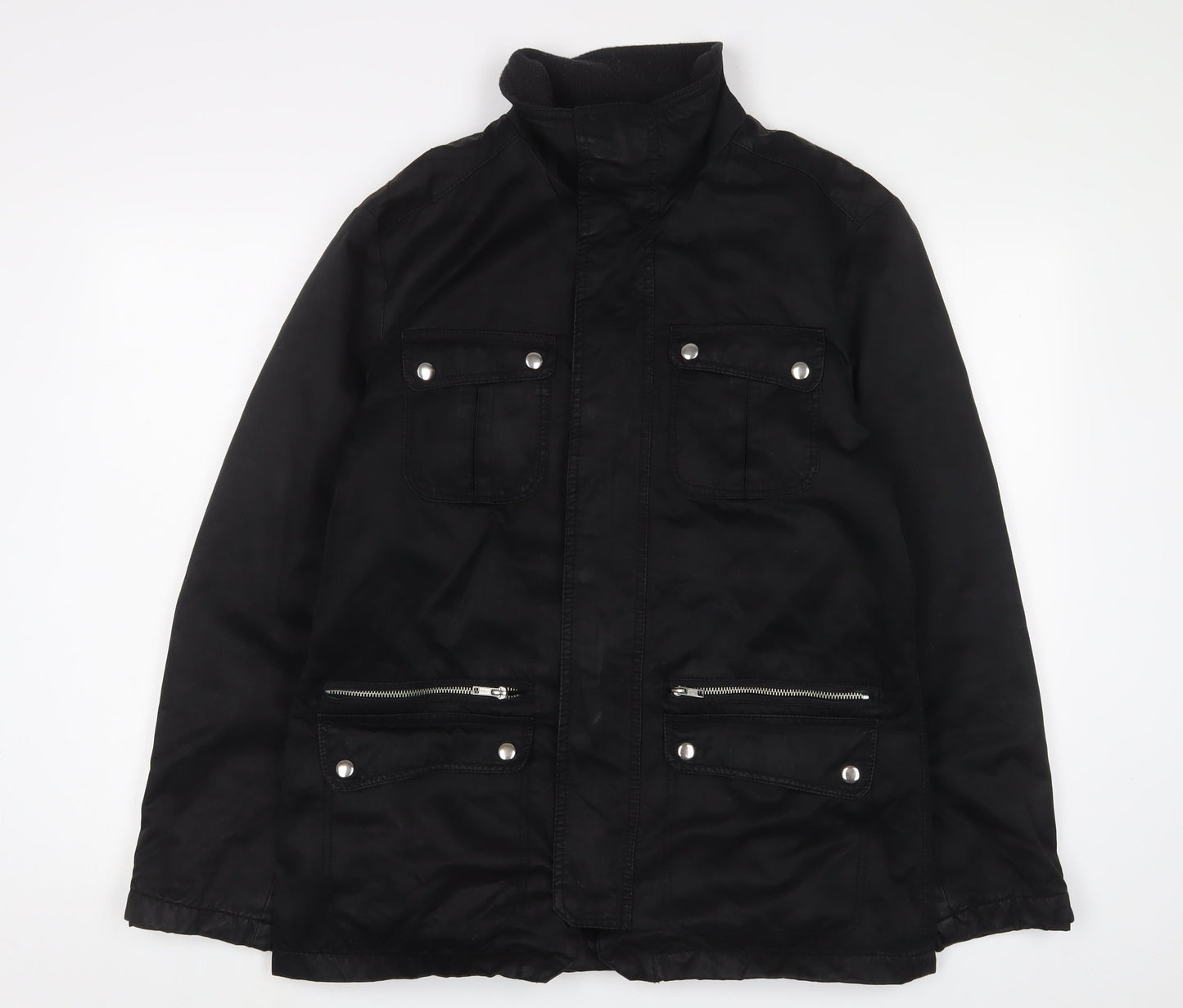 H&M Mens Black Jacket Size L Zip - Zip Pockets