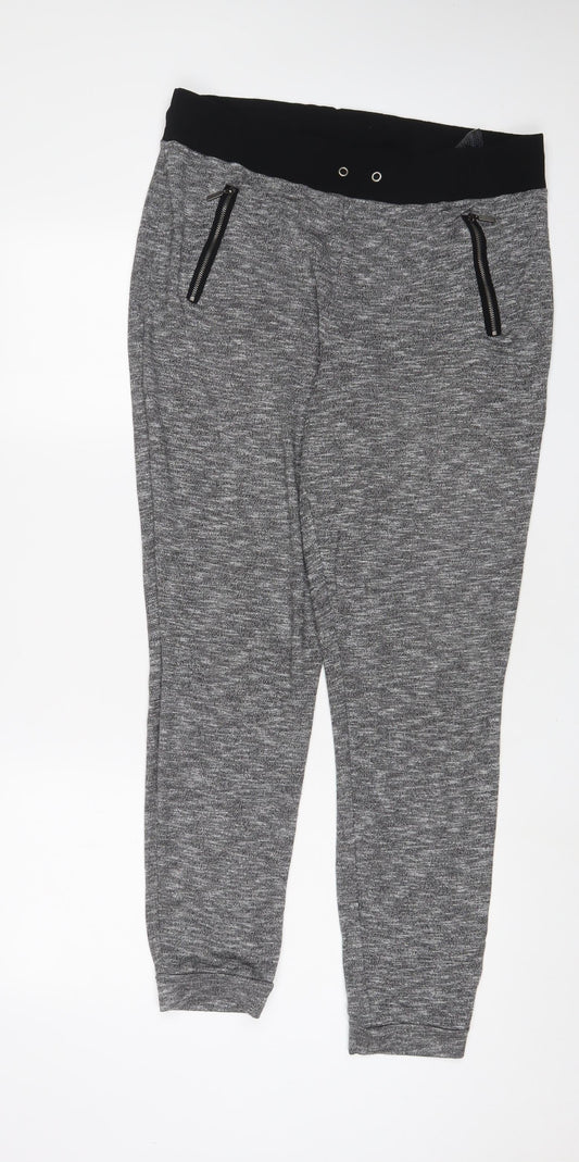 Marks and Spencer Womens Grey Polyester Trousers Size 14 L31 in Regular
