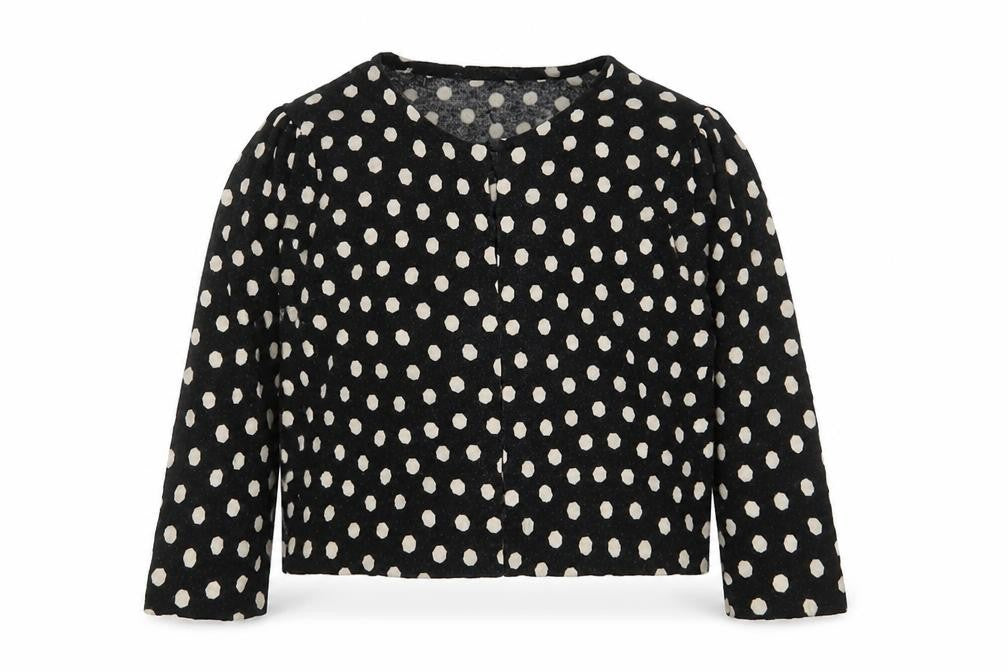 Oasis Womens Black Crew Neck Polka Dot Cotton Cardigan Jumper Size S