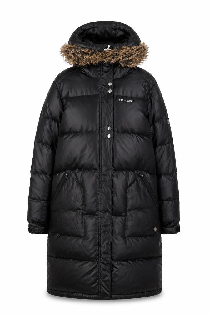 Tension Womens Black Quilted Coat Size 10 Zip - Logo