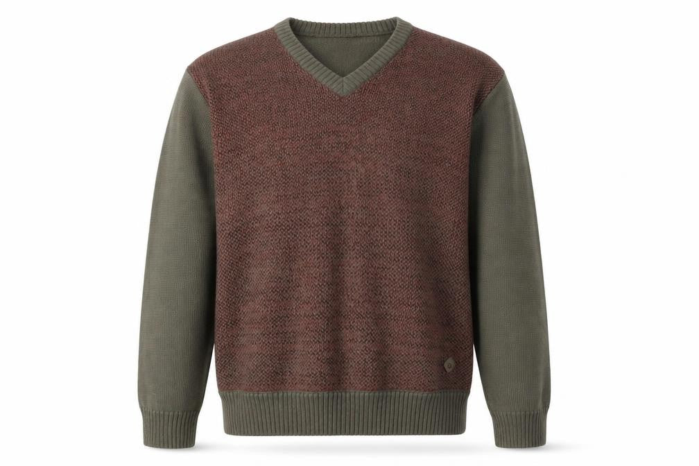 Fabio Men's Brown V-Neck Pullover Jumper - Size L