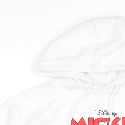 Preloved Disney Womens White Cotton Pullover Hoodie Size 12 Pullover - Mickey Mouse and Friends - Detail
